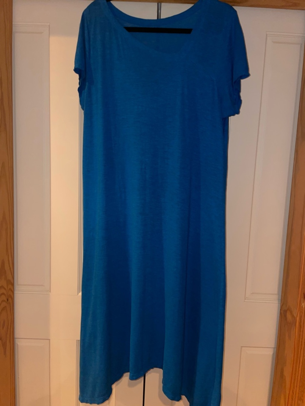 Eileen Fisher Teal Blue Asymmetrical Short-Sleeve Dress